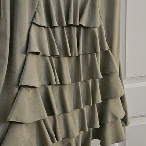 metrostyle Olive Tiered Ruffle A-Line Skirt